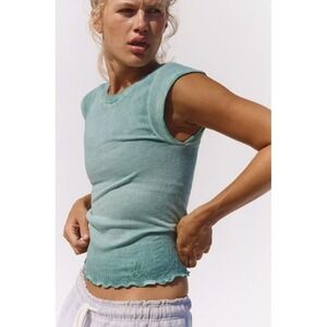 Free People Movement Women's Double Point Tee Teal Green NEW M/L